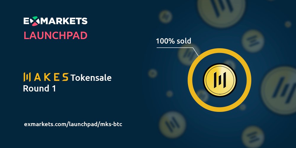 ex_markets's tweet photo. We are glad to inform #crypto community, the CoinMakes #MKS tokens allocated for the first round of sale have been all sold out.
🟡 #CoinMakes will be listed on https://t.co/6Eyd3V7k5g and https://t.co/PPhGMhLnTr tomorrow, 13:00 GMT+8. 

🔗 https://t.co/z4RLhldKfM
#IEO #ExMarkets https://t.co/xgJHg1euFP
