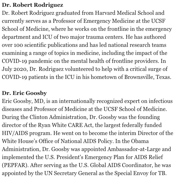 JTHVerhovek's tweet photo. NEW: Biden-Harris transition names its COVID-19 advisory board

Co-chairs:
David Kessler
Vivek Murthy
Marcella Nunez-Smith

Others:
Luciana Borio
Rick Bright (!)
Ezekiel Emanuel
Atul Gawande
Celine Gounder
Julie Morita
Michael Osterholm
Loyce Pace
Robert Rodriguez 
Eric Goosby https://t.co/UbI8aPW1a7