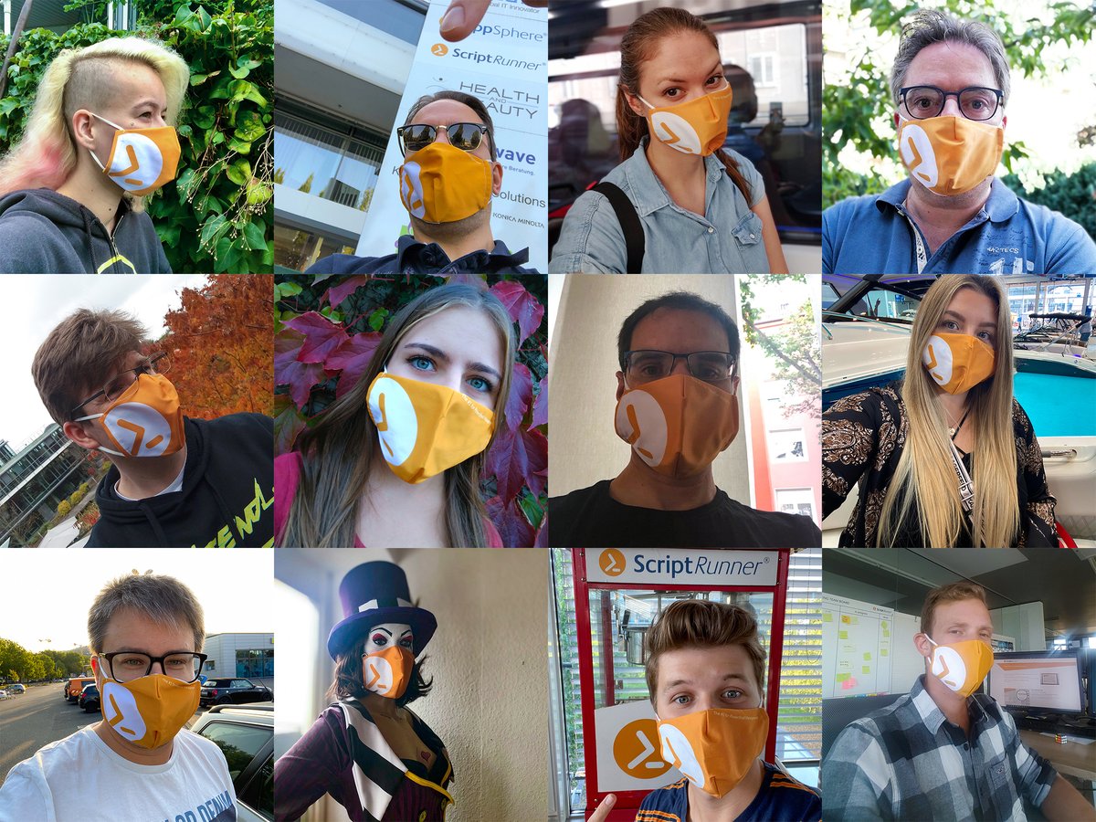 Script_Runner's tweet image. The ScriptRunner team rocks their new masks and staying safe inside and outside the office! 👨💻 #KeepOnScripting #StaySafeWithScriptRunner