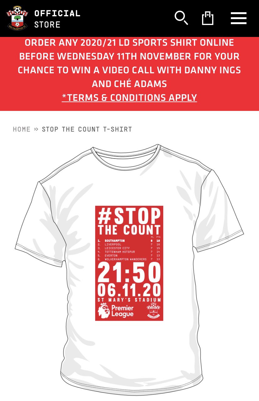 Fantasy Hub on Twitter: "Southampton are genuinely selling a T Shirt on their official site about top the league for just ONE day.... Stop the world, I wish