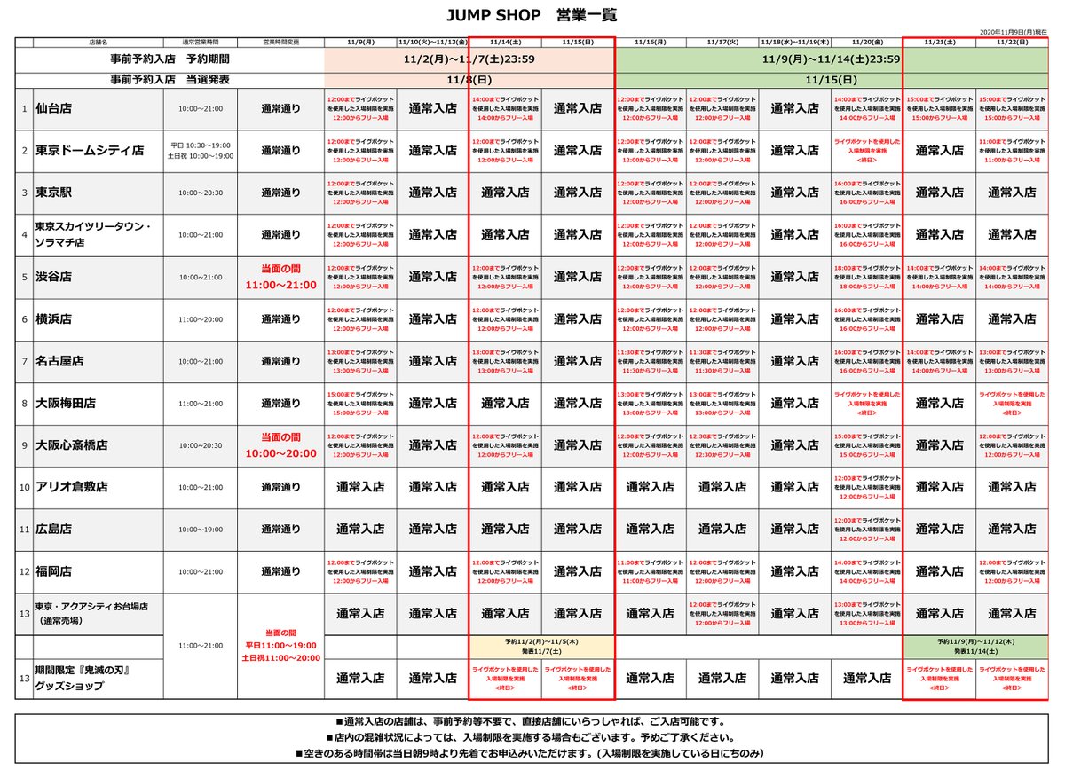 ショップ 制限 ジャンプ 入場