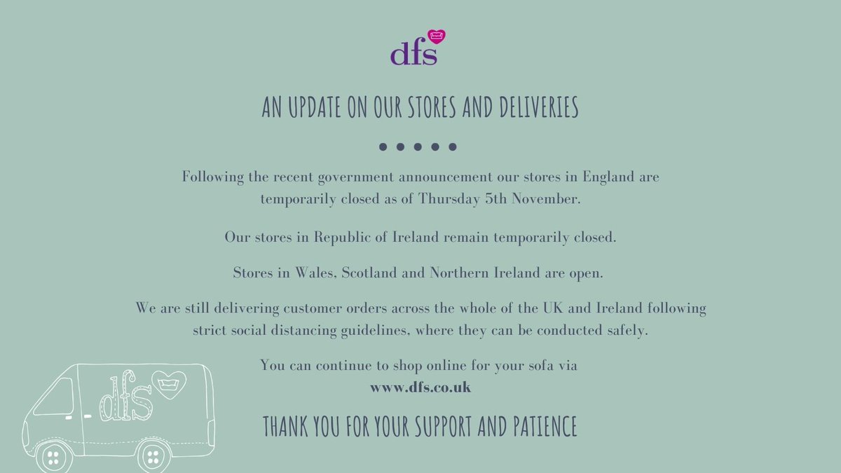 DFSCare's tweet image. An important update on our stores and deliveries 👇 
​For more information click here: bit.ly/3ldfH5p