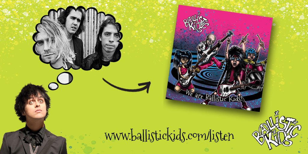 BallisticKids's tweet photo. When author, @thomcraigen asked songwriter Scott Andrews to write a soundtrack for @BallisticKids, he asked for kid-friendly punk rock songs.

"Think @billiejoe from @GreenDay playing @Nirvana..."

We LOVE the songs he wrote - what do you think? https://t.co/gTDVb3mpva https://t.co/RlHv35nxtW