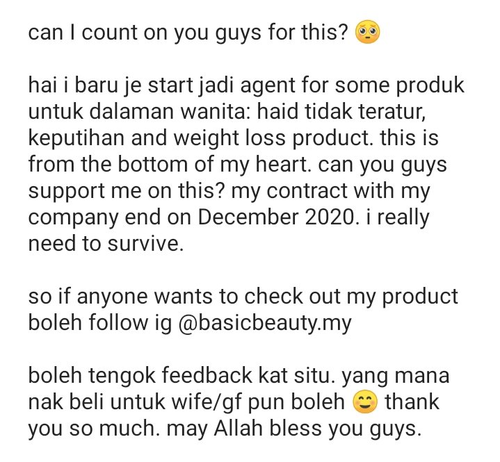 basicbeautymy's tweet photo. Im so sorry i had to tweet this. 
siapa nak tahu more boleh follow ig. I promise siapa yang active on my ig i will give a little gift for you. I will choose soon. 
https://t.co/SCOmlZ6pin

Its okay if u taknak beli u can help me rt for those yang nak 🥺may Allah bless u guys https://t.co/xciQCjL6Mk