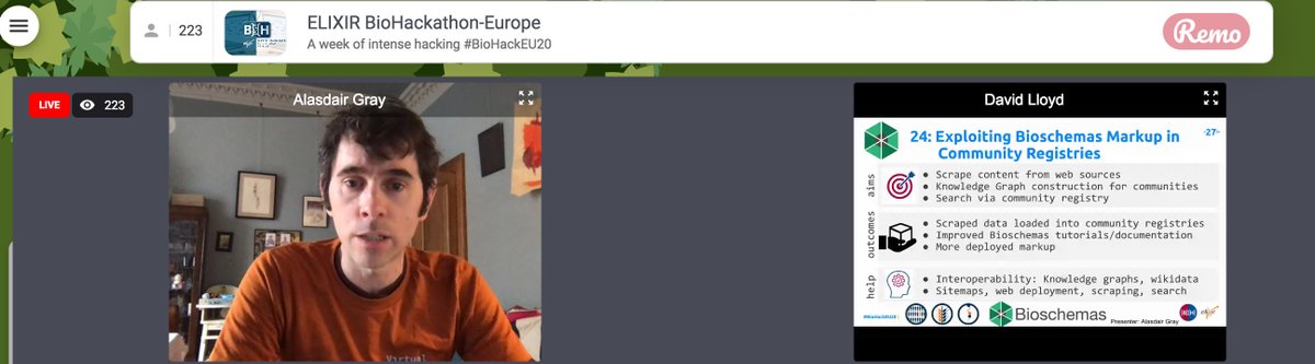 BioSchemas's tweet photo. Exciting time at #BioHackEU20 come join us on the event Remo floor 5 table 6. More on #Bioschemas hacking topic at https://t.co/3j9VLtf9cu @gray_alasdair @SSirarat https://t.co/IrhK0xR4VX