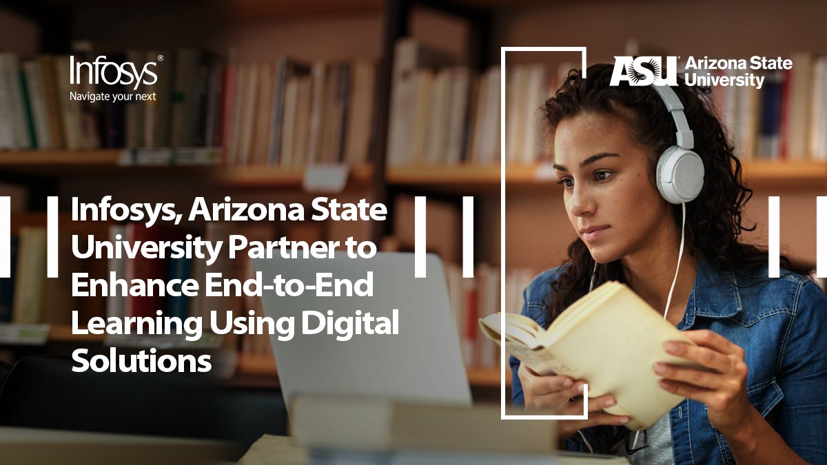 InfosysAmericas's tweet photo. .@Infosys and @ASU partners to offer first of its kind digital solutions to enhance the learning experience for engineering graduate students. Learn more: https://t.co/DbZRzysJcF #DigitalLearning #DigitalSolutions https://t.co/xnwJINGkx8