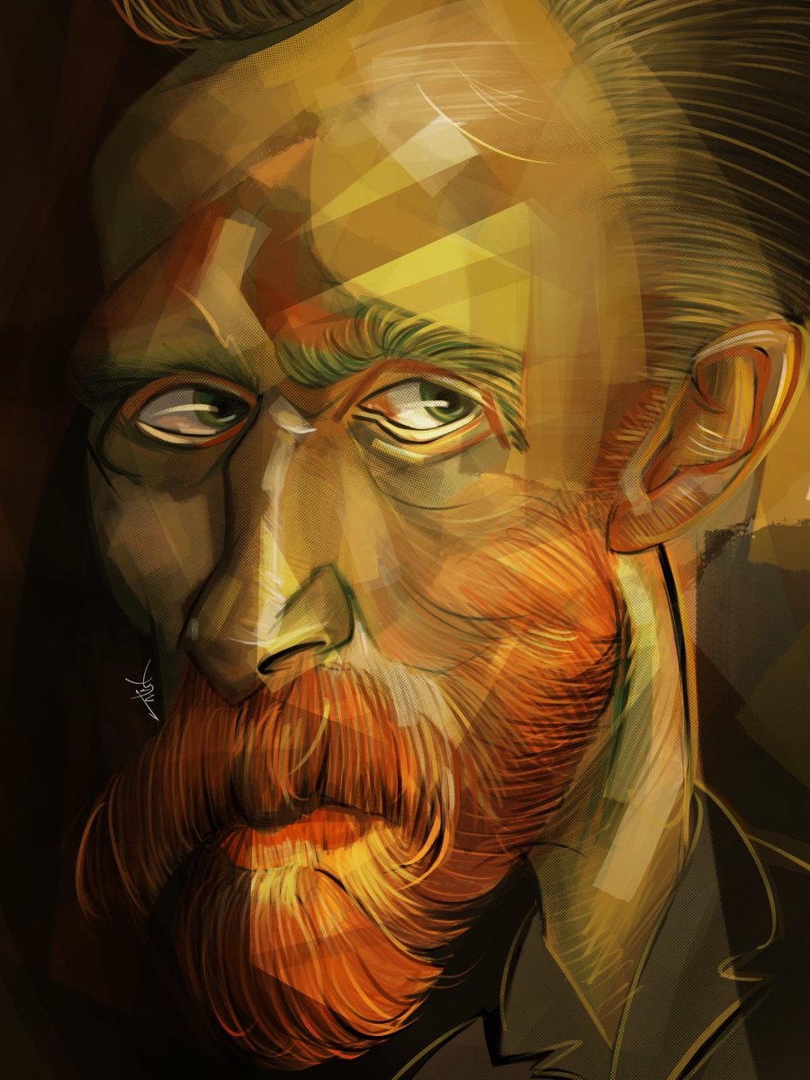 #VanGoghInspires! In this artwork, Walid wanted not only to express Vincent’s struggles, but also show his strength to carry on despite the setbacks. Do you see the likeness? #ClosetoVincent #VincentvanGogh 

🌻 Walid Shehab, The Dark Side of Vincent