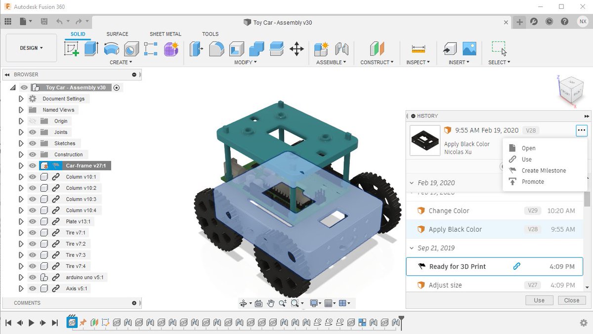Introducing the new history experience in Fusion 360. 📣 Enabling easier access and quicker operating with change histories in #Fusion360, this update bridges the gap between desktop #software and #cloudbased #data environment. autode.sk/2HZrgyt