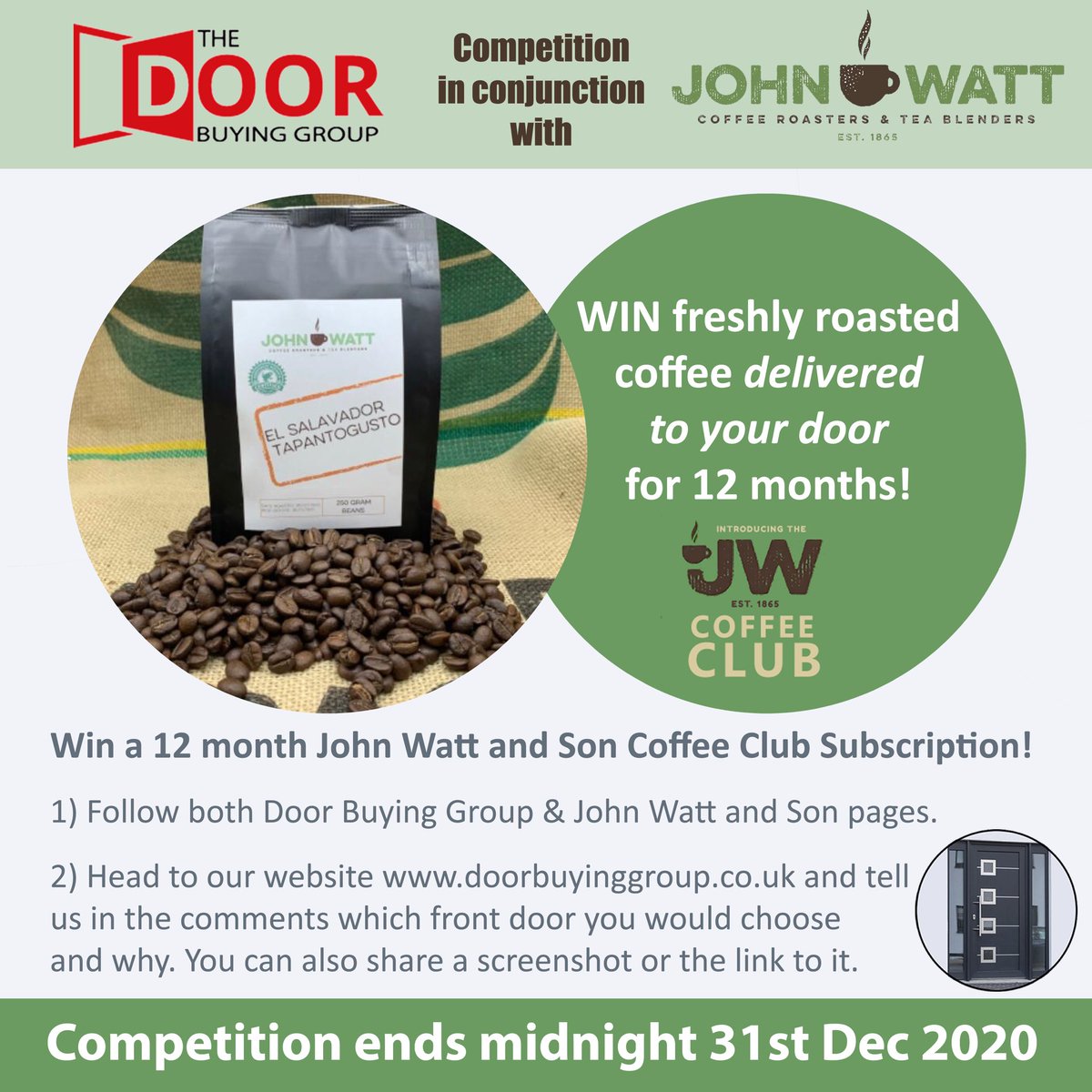 doorbuyinggroup's tweet photo. We are super excited to launch our first #competition with coffee roasters @johnwatt_son who do a #coffeeclub where you can have a different #coffee sent direct to your #door every month. They cover the whole of the #UK like us. To enter, see below. Good luck! #win #giveaway ☕️ https://t.co/8q2wJWlod0