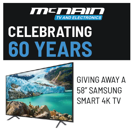 Time to announce our 2nd LAST GIVEAWAY for our 60th Anniversary!

This month we are giving away a 58" Samsung Smart 4K TV! 
HOW TO ENTER
1️⃣ Follow McNain's on Twitter
2️⃣ Like &amp; Retweet this photo
3️⃣ Tag a friend (or more) in comments (1 tag = 1 entry)
Contest closes Nov 30th.