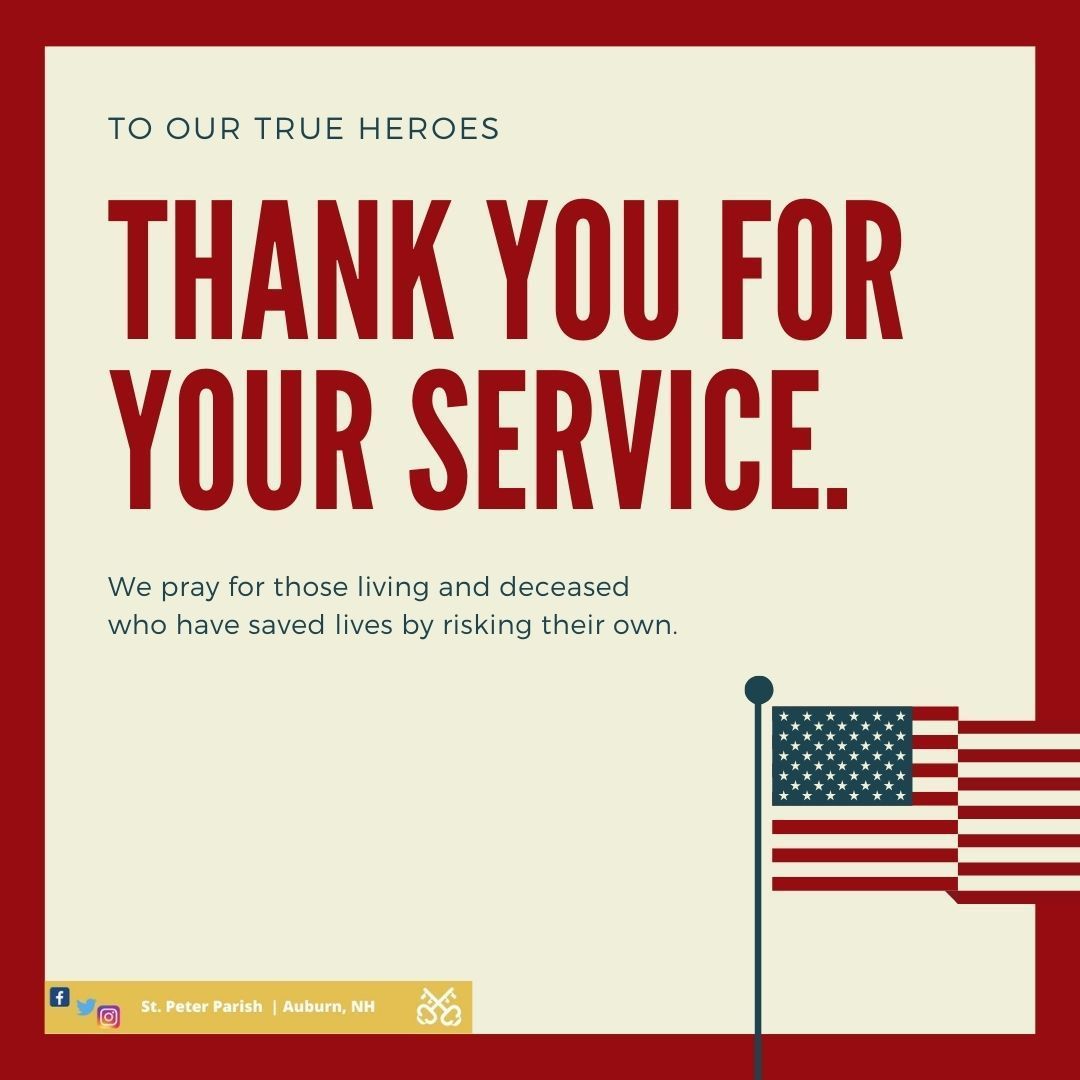 st_peter_parish's tweet photo. Veterans Day is this Wednesday, November 11th. 

From all of us here at St. Peter Parish, thank to our parishioners and community members who have served in the Armed Forces and protected our freedom. Your sacrifice is greatly appreciated.

#catholic #stpeterparish https://t.co/Vf8UpiDv2e