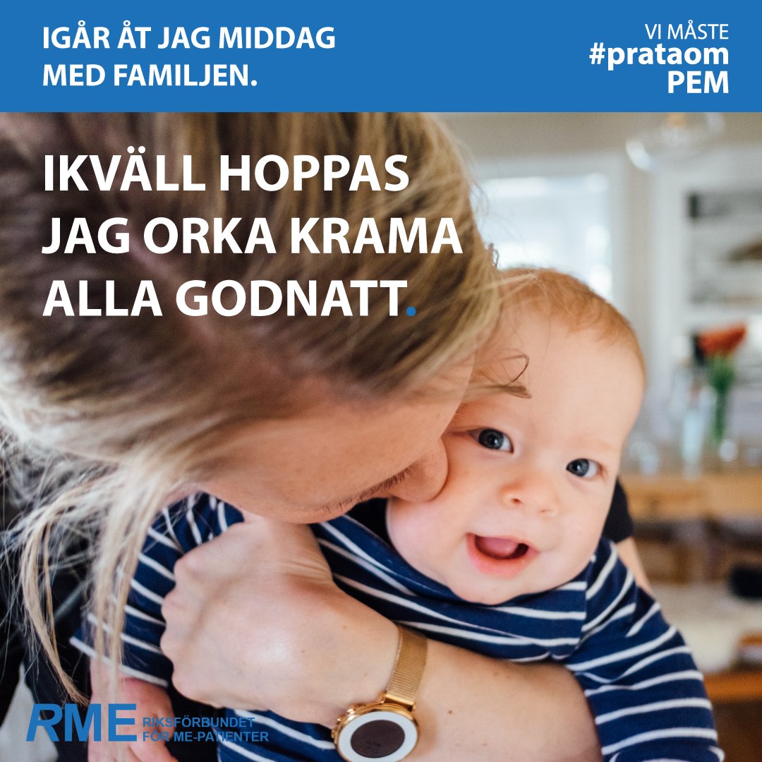 RMEsverige's tweet photo. PEM kan innebära ett långvarigt förvärrat sjukdomstillstånd och även en permanent försämring av sjukdomen. En mycket liten ansträngning kan utlösa en kraftig reaktion.
VI MÅSTE #PrataomPEM https://t.co/x4HlRNhmxs