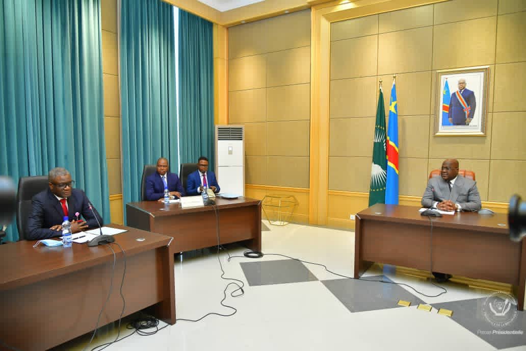 Presidence_RDC's tweet photo. #RDC 09.11.2020|#PalaisdelaNation
Septième journée des Consultations présidentielles 
Le Chef de l'État, Félix-Antoine Tshisekedi Tshilombo vient de s'entretenir avec le Docteur Denis Mukwege, Prix Nobel de la Paix. https://t.co/t1ey1F1WPE