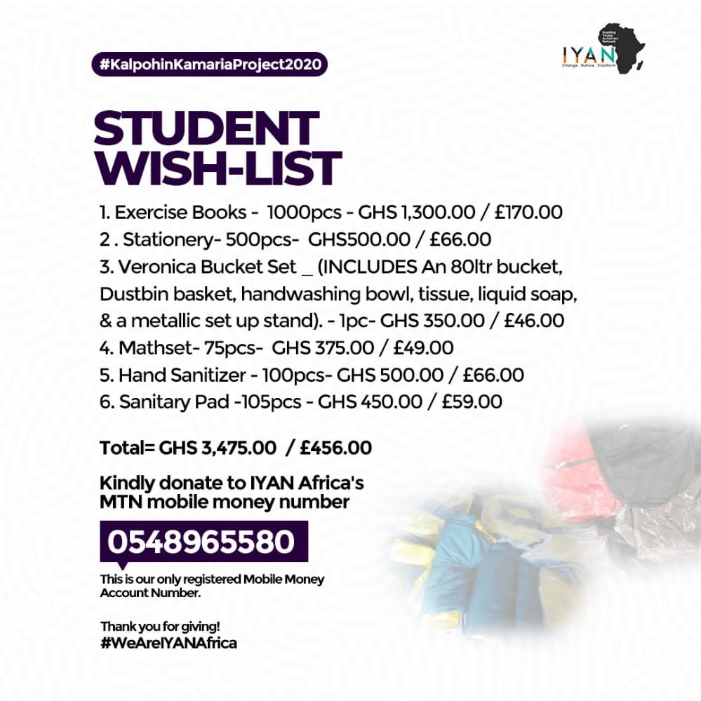 VidaSimpson5's tweet photo. Hi @thenanaaba @Ama_K_Abebrese @ameyaw112 , my best friend @Frey_da1 is   organising a fundraiser for @iyan_africa to support students of Kalpohin Kamaria School in Tamale,Northern Region GH on 28/11/20. Could you please support us and also share with your vast network? (1/2) https://t.co/dUoNCjt1tR