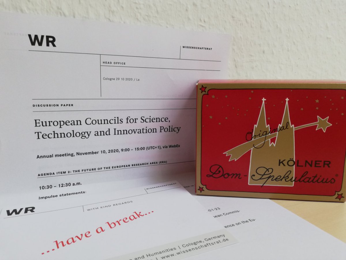 WissRat's tweet photo. While looking forward to welcoming the European Advisory Councils for Science, Technology and Innovation Policy tomorrow – virtually, of course – we are getting prepared in Cologne! #STICouncils #ERA #BonnDeclaration (2/2) https://t.co/aeLlrMngWv