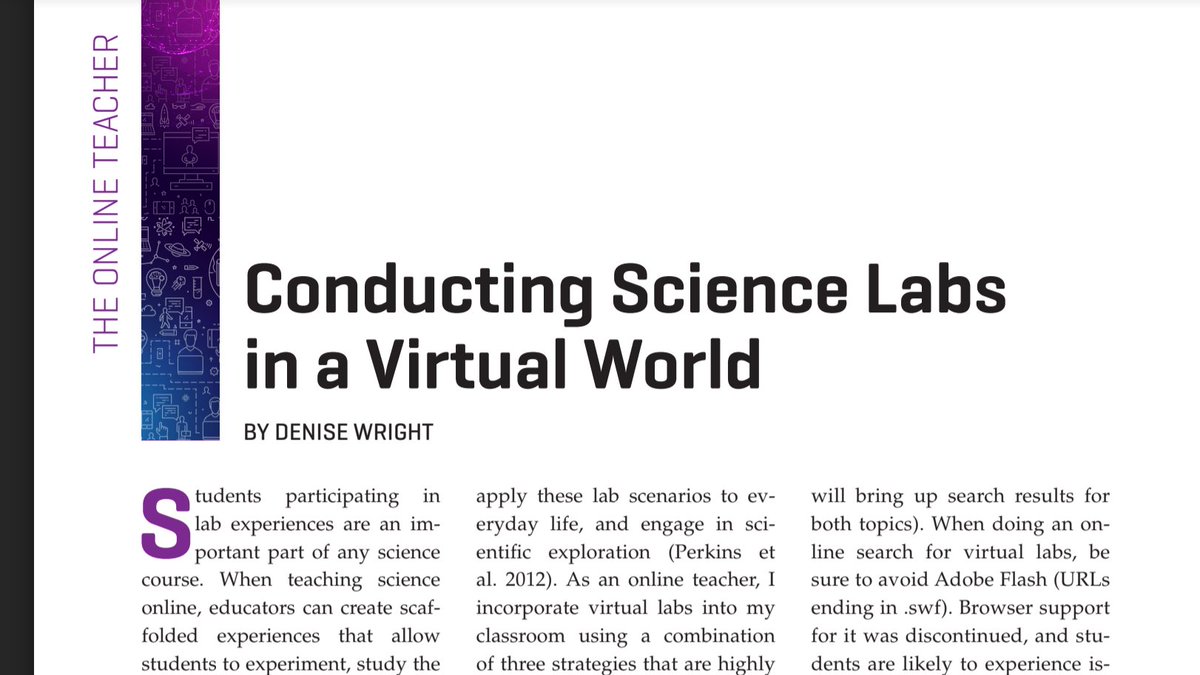 DenisecWright's tweet photo. #nationaldistancelearningweek #NDLW #remotelearning, Happy National Distance Learning Week, please, consider reading my column, "The Online Teacher", "Conducting Science Labs In A Virtual World", #remotelearning @NSTA @NSTA #distancelearning https://t.co/3hKFH0ggb6 #IVCPLN https://t.co/yG4l6bURDG