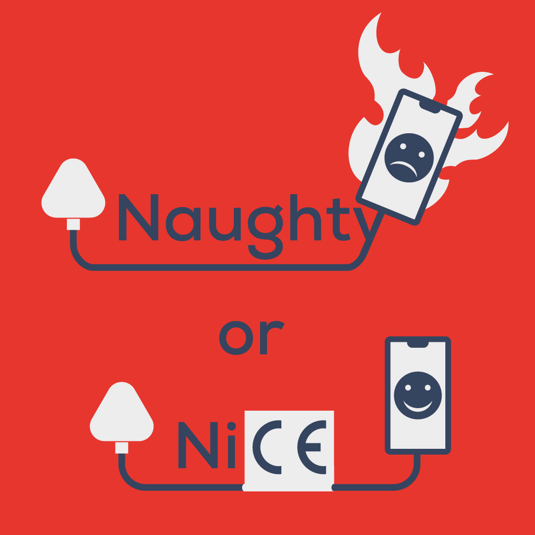 CCPCIreland's tweet photo. Buying a new charger this Christmas?
Before you buy, check if it’s naughty or nice by making sure it has the CE mark.
https://t.co/bLzWvrYe2a https://t.co/A7Qh3kLNTV