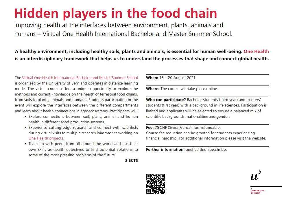 Peffi4's tweet photo. Online Summer School "Hidden players in the food chain" @OneHealthUniBe https://t.co/RuJ9PkpOu7