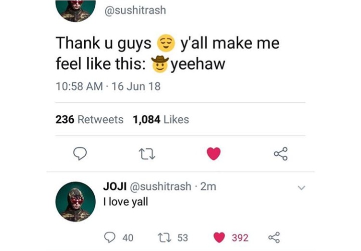 *ೃ˚:;—a short but necessary thread of old joji's tweets saying that he loves us