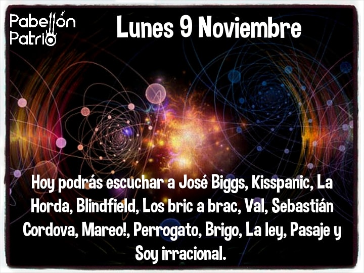Hoy en #PabellónPatrio <a href="/josebiggs/">José Biggs</a> <a href="/Kisspanicband/">kisspanic</a> <a href="/_lahorda/">La Horda</a> <a href="/blindfieldband/">Blindfield</a> #LosBricaBrac #val @Sebasstiancd <a href="/mareomusica/">Mareo! マレオ！</a> #Perrogato <a href="/brigobanda/">brigobanda</a> <a href="/LaLeyOficial/">La Ley</a> <a href="/pasajebanda/">Pasaje</a> <a href="/soyirracional_/">Soy Irracional</a> Toda la información de horarios y radios en nuestro Facebook m.facebook.com/story.php?stor…