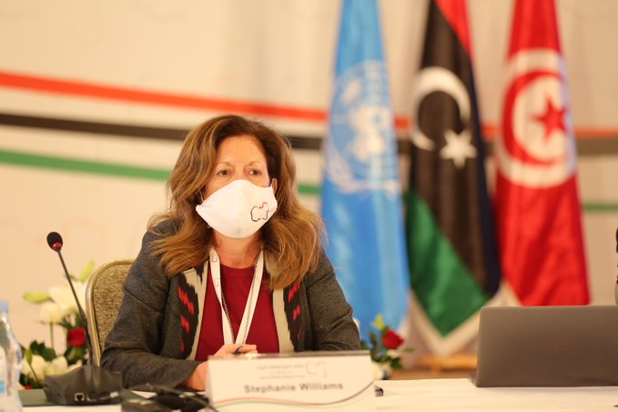 UNSMILibya's tweet photo. A/SRSG Stephanie Williams: ‘The overriding aim of the National Political Program is to renew political legitimacy by holding national elections, within an agreed timeframe.’ #LPDF #Libya_First https://t.co/Fh9HY6Q5fy