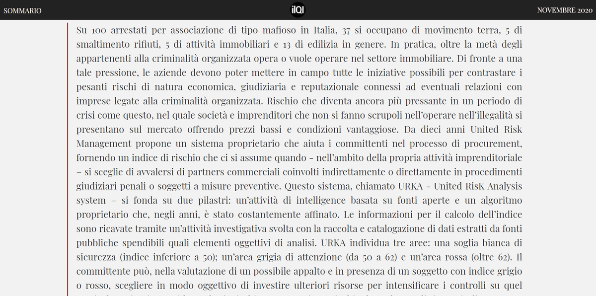 UnitedSpA1's tweet photo. #FocusQIBusiness di #novembre2020 de il Quotidiano Immobiliare parla di noi con un approfondimento su #URKA, il nostro sistema nato per ridurre il #rischio #criminalità organizzata nei #cantieri. 
#GruppoUnited https://t.co/MidRO3J7Yg