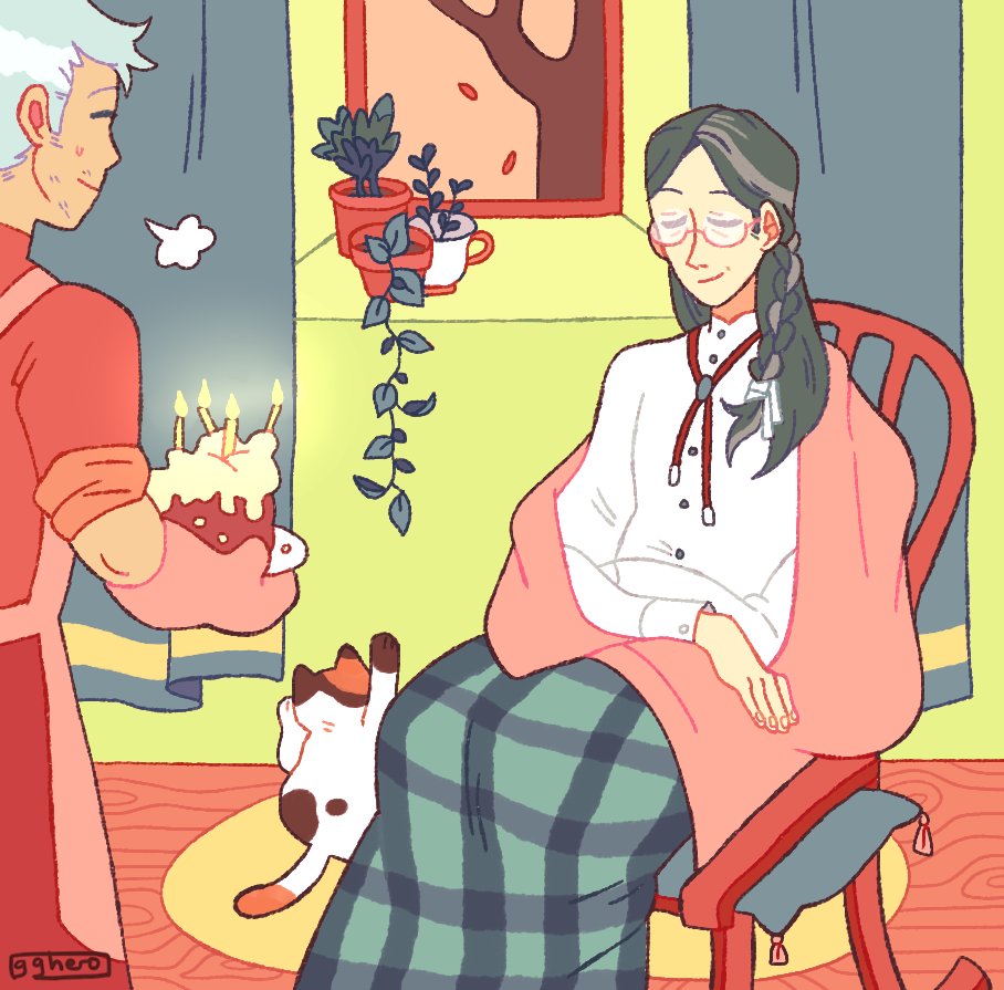 #LinhardtWeek2020 Day 7: Birthday
I'm super late with this but SAI was testing my patience and crashing constantly. BUT ITS FINE Linhardt got his wish of being a retired old person by the age of 40 and I think that's wonderful
"Happy birthday, Lin-huh? He fell asleep!"