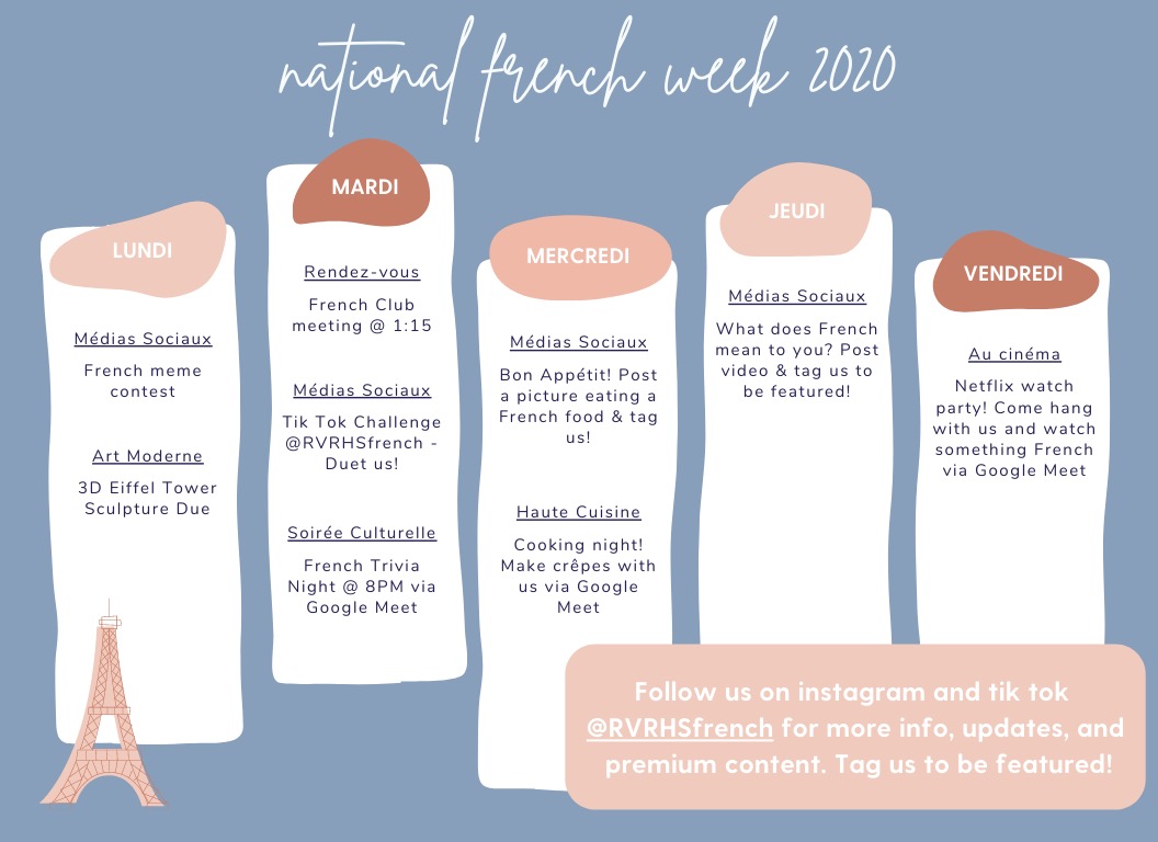 RVRHS fête La Semaine du Français à distance cette année! #rvrhsfrench 🇫🇷