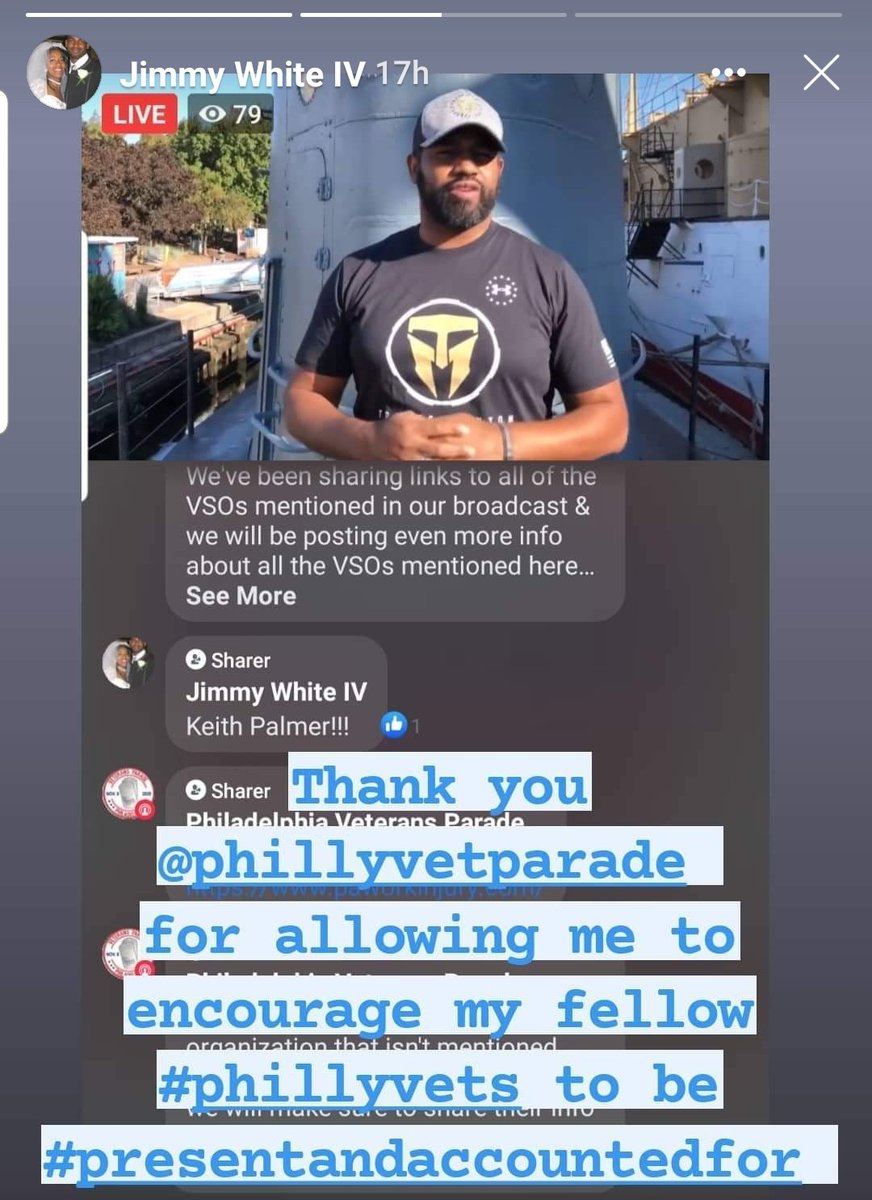 Jimmywhiteiv1's tweet photo. Thank you @phillyvetparade for allowing me to encourage my fellow @PHLVeterans to be "present and accounted for" not just on #VeteransDay2020 but every day!
#phillyvets #gpvn @TMFoundation #Philly #military #Veterans #navy #Submariner #veteran #advocate @PhillyVeterans https://t.co/WperKDAWcK