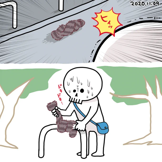 2020年11月9日(月) 落とし物のマフラーが何かの動物に見えてびっくりした