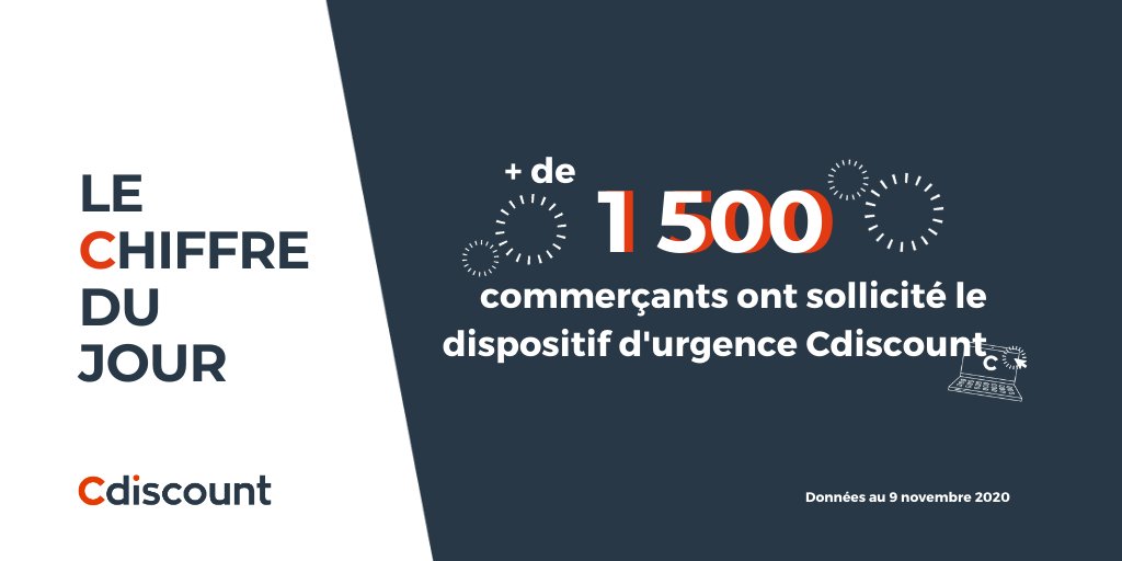 Cdiscount_news's tweet photo. 📌[CHIFFRE DU JOUR] + de 1500 petits commerçants français ont sollicité la Marketplace de Cdiscount pour poursuivre leur activité en ligne après la fermeture de leur magasin. 
#CnotreEngagement #tousmobilises #TPE #PME #commercedeproximite https://t.co/PGcBA6ipha