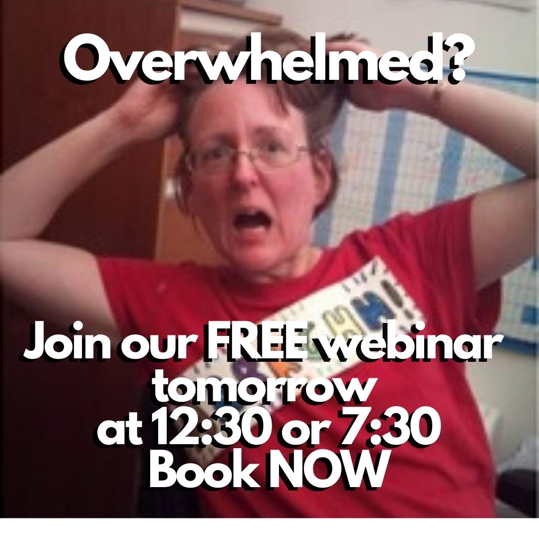 Feeling Overwhelmed? FREE Tuesday Webinars 12:30 or 7:30 - Register now mailchi.mp/4dee3a836d4c/f…