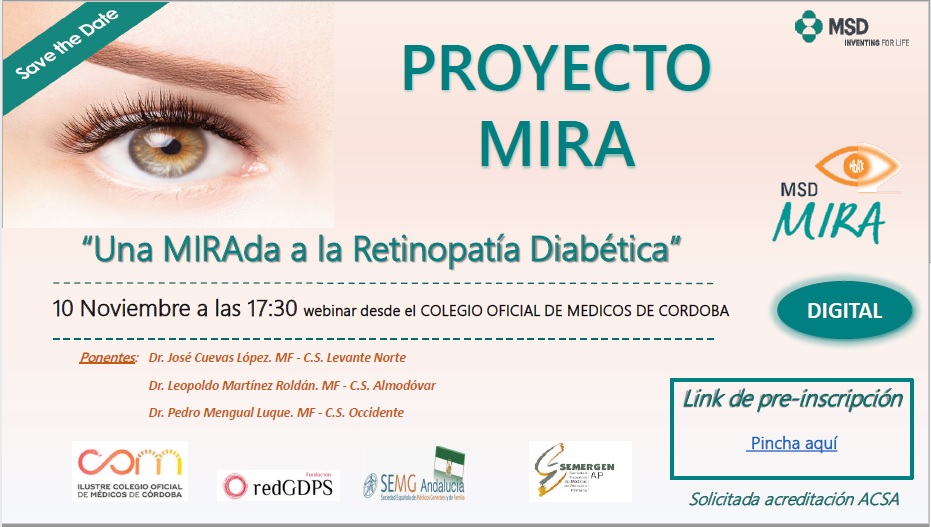 colmedcordoba's tweet photo. Aún estás a tiempo de inscribirte en la Webinar 'Una MIRAda a la Retinopatía Diabética'. 
Apúntate: https://t.co/AgZDYu5IJf
+info:https://t.co/9fHe3IjbwY @SEMERGENAndaluz @SEMERGENap @semgandalucia
@MSDEspana @FatimaSdeRus @redGDPS 
#MSDMIra #MovimientoDiabetes #MSDMIraAndalucia https://t.co/JoFnwiUyj8