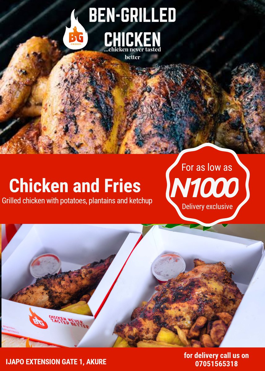 BGChicken2's tweet photo. Grilled chicken at it finest

Delivery within Akure
Pick up location Ijapo Extension Gate 1, Opposite Celestial Church, Ijapo Akure

#grilledchicken #Chickenandfries #akurefoodies #mondayfood https://t.co/0MvrlKQW9l