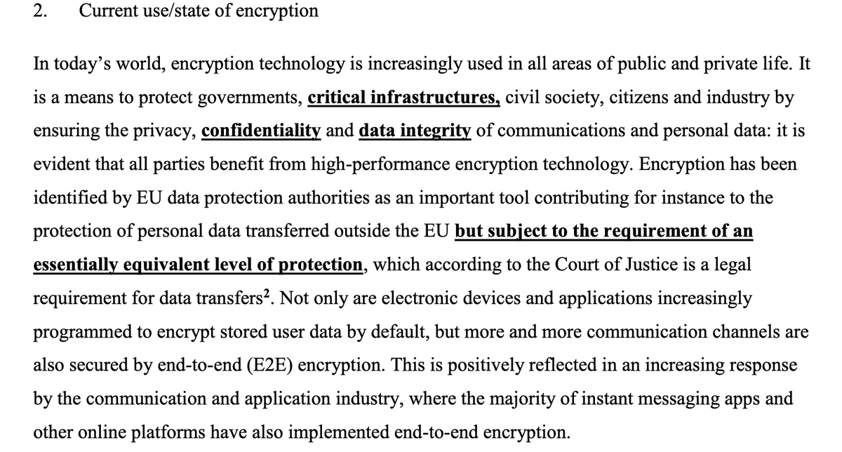Oddly, they seem entirely aware that the European Court of Justice has ruled that strong protections including full encryption must be available when moving data outside the EU.Setting up for ECJ to tell them they can’t have their cake and eat it too?