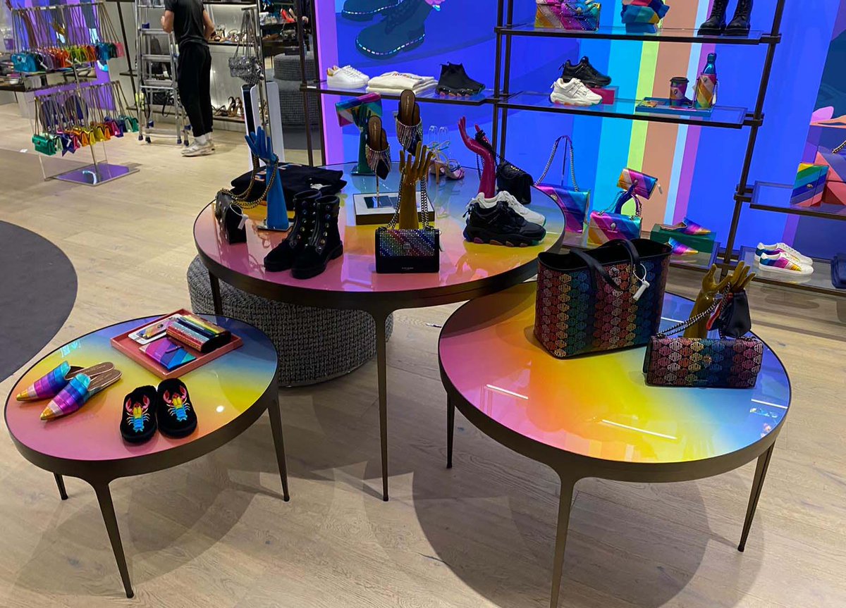 ScootePureprint's tweet photo. RT Pureprint "We love the @KurtGeiger ‘Spread the Rainbow and Be Kind’ campaign and we loved producing these table wraps to tie the campaign together across store. Looking forward to them re opening in December #retailmarketing #retailprint #pointofs… https://t.co/8QYSqACe8C"