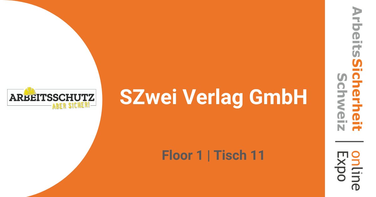 +++ Aussteller: SZwei Verlag +++

Auf der Online Expo finden Sie den Aussteller: Floor 1 I Tisch 11

Sichern Sich sich jetzt Ihr Ticket: ow.ly/yFVL50CefDc

Die Teilnahme ist kostenlos!

#ArbeitsSicherheitSchweiz #Arbeitsschutz #Arbeitssicherheit #BGM