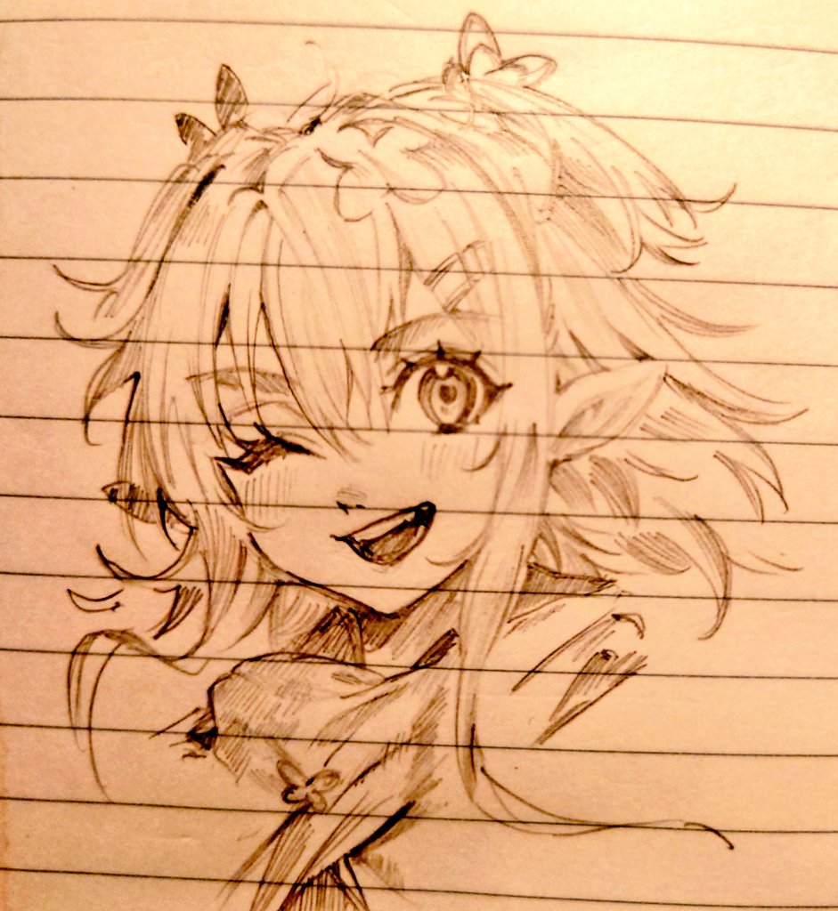 今日スマホ使えなくて休憩中暇してたので描いた奴 まいどみどのイラスト