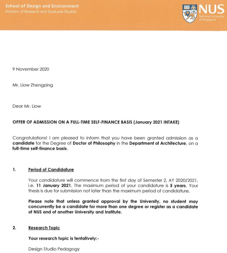 ZhengpingLiow's tweet image. So, this happens. Accepted into the #PhD programme! My second offer letter actually. Got myself deferred for the previous semester. Panic mode kicks in as I’ve got no idea what my submitted research proposal is all about. #PoorMemory #AcademicTwitter #AcademicChatter #Panic #挣扎