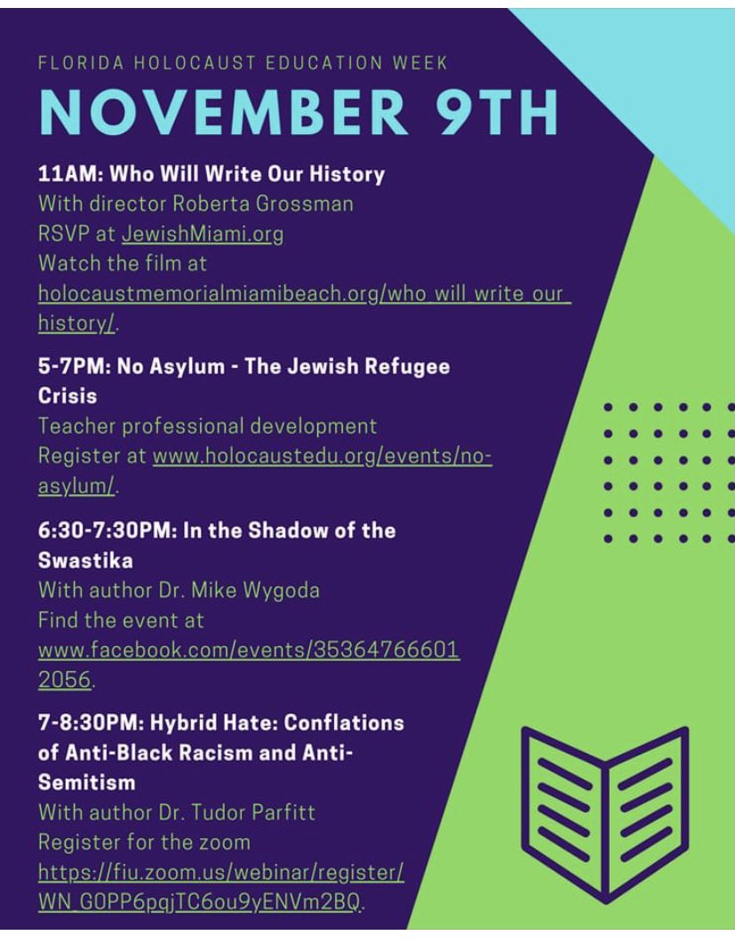 Monday’s events for #FLholocausteducationweek