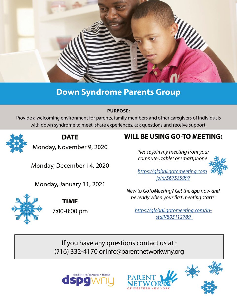 PNWNY's tweet image. Join us tonight at 7PM at our Down Syndrome Parent Group!

The virtual group is a welcoming environment for parents, family members and other caregivers of individuals with down syndrome to meet, share experiences, ask questions and receive support. parentnetworkwny.org/event/down-syn…