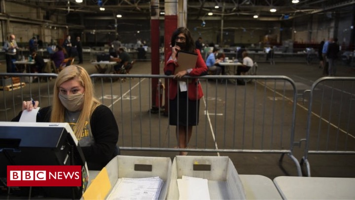 In Pennsylvania, the Trump campaign has filed a lawsuit accusing election officials of violating a judge's orders to allow observers six feet from the vote countingBut election officials say that watchers were able to observe the process unimpeded  https://bbc.in/2GHQrFj 