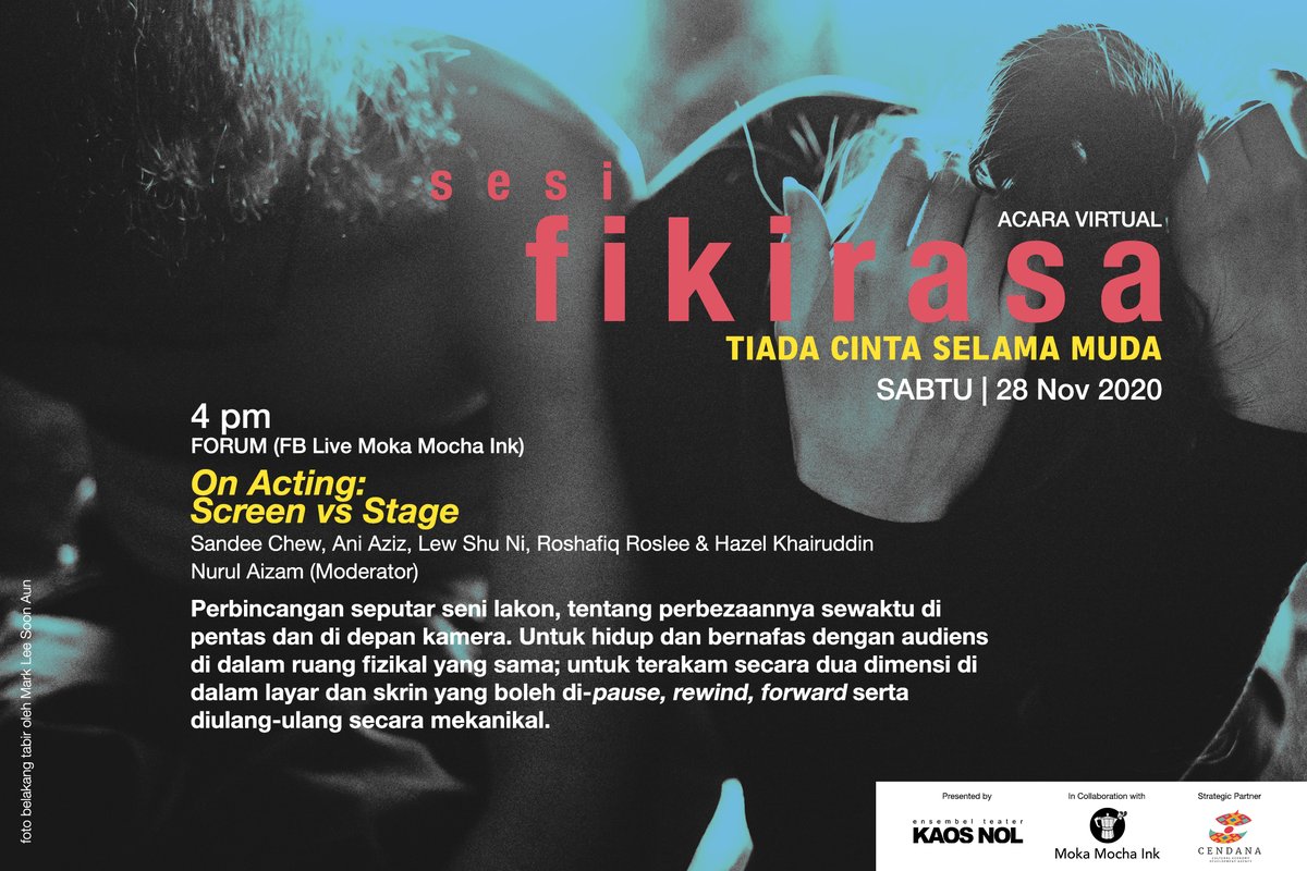 MokaMochaInk's tweet photo. ‘Sesi Fikirasa: Tiada Cinta Selama Muda’ dibawakan oleh Ensembel Teater Kaos Nol, dengan kerjasama Moka Mocha Ink &amp; rakan strategik #CENDANAMalaysia
#fikirasa #TiadaCintaSelamaMuda #binfilem #KaosNol https://t.co/7bE2ISKEzs
