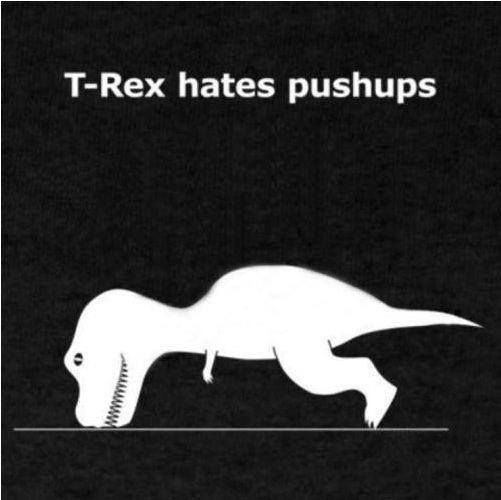 AbelJames's tweet photo. It’s okay, T-Rex, you don’t have to love pushups to get a total body workout in minutes: https://t.co/kmw0m2njFw #Wild7Workout #TRex #workout https://t.co/shtTBqbilM