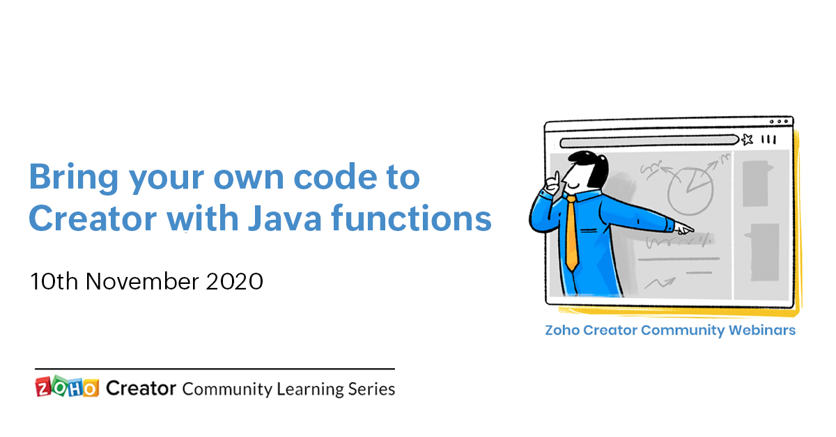ZohoCreator's tweet image. #ZohoCreatorCommunity ⏳One more day to go! Join our upcoming session on November 10th to learn how Zoho Creator allows you to build and host custom functions made using Node.js &amp;amp; Java through a live product demo. Register today! 👉🏼 zoho.to/ZC-learning-we…