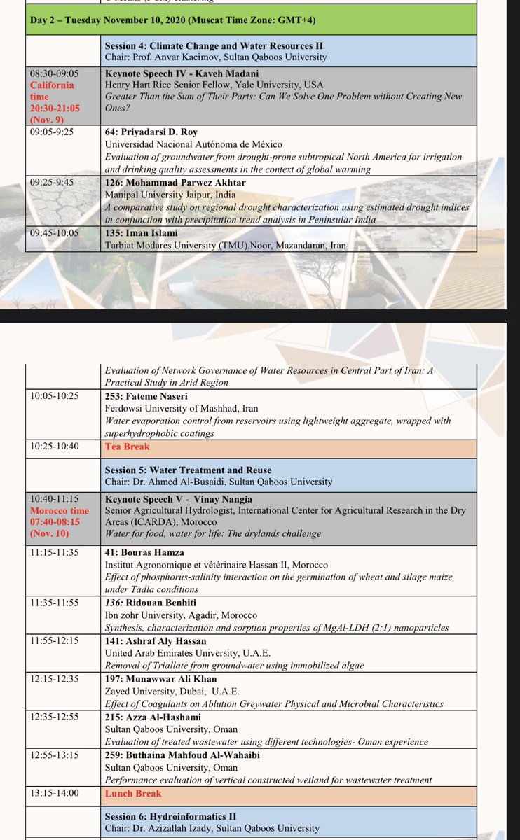 alyahyai's tweet photo. @alialmaktoumi @SQU_Info @MAFWR_OM @Squ_2013 @KavehMadani Yes indeed Dr Ali, attached is tomorrow’s program. Starts & end with great keynotes!
Thank you for well organized & managed #water_conference 🌱 https://t.co/cGIWKSHV0h