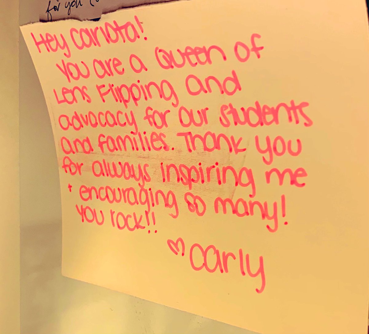 carlota_holder's tweet image. Shout out to @MrsSpinasClass for sending me her “lip the lense” sticker. 🙈 hard to see because like Carly I’m also obsessed with the color pink! 💗 she even wrote this sweet note I’ll keep on my desk whiteboard for motivation! had to put it by #ellchat_bkclub sticker 😉