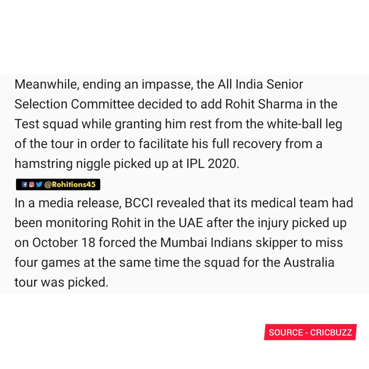 Fanboyofpk's tweet photo. I EXPECTED Him In TEST, And He's Back. I Am HAPPY Verry HAPPY๐ฅณ
What About YOU, Le Me Know In COMMENT SECTION ๐
#rohitsharma45 #RohithSharma #AUSvIND
#rohitisback #IPLfinal #MIvDC #OneFamily https://t.co/EiX9rcgkqB