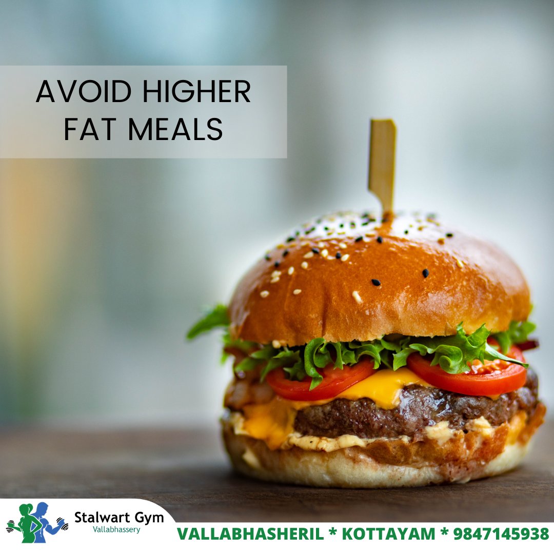 GymStalwarts's tweet photo. High-fat meal blunts the ability of nitric oxide (NO) to dilate blood vessels for up to four hours. That means less blood flow to muscles and less of a muscle pump. In the four hours before your workout, avoid eating large amounts of fats.

#StalwartsVallbhasseryGym #GymStalwarts https://t.co/uIYf2WVHth