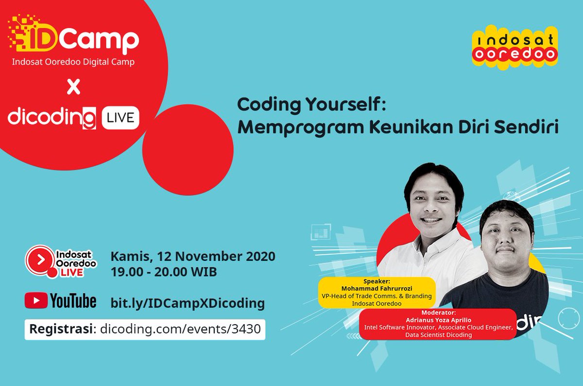 dicoding's tweet photo. Tentu kita ingin lebih dipercaya di lingkungan profesional, tapi gimana caranya π€?
Di #IDCampXDicodingLIVE seri ke-15 ini kita akan belajar hal ini langsung dari Narasumber Ahlinya
π
(Setiap) Kamis, 12 Nov 2020 pkl 19 - 20 WIB
Yuk daftar di https://t.co/hwCVMSxFxv. FREE gaes https://t.co/ypg8ENmggn